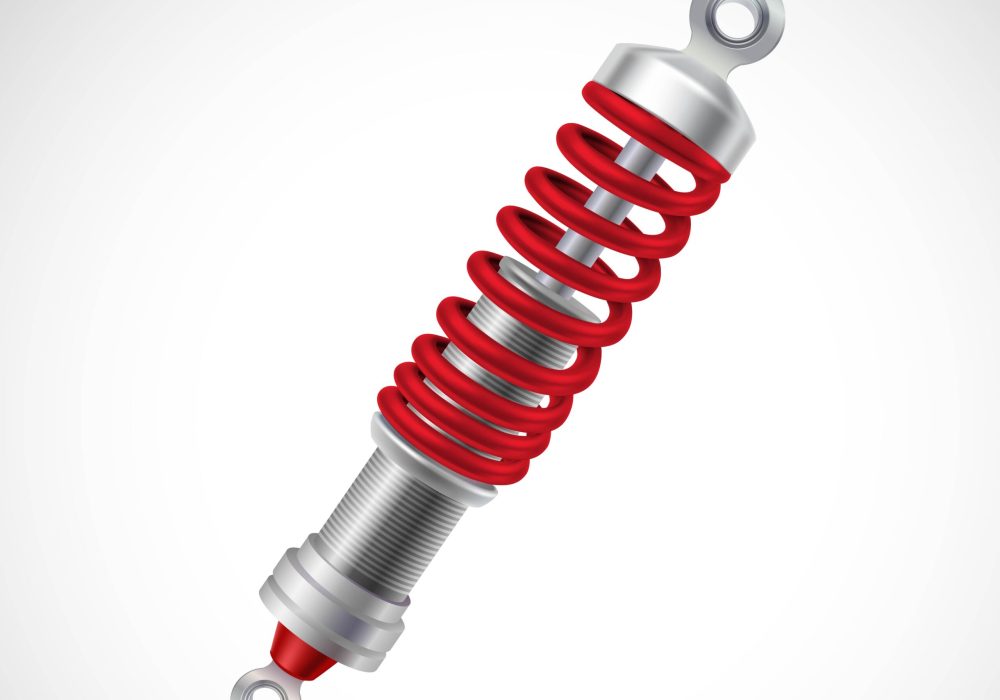 Red realistic shock absorber isolated on white background vector illustration